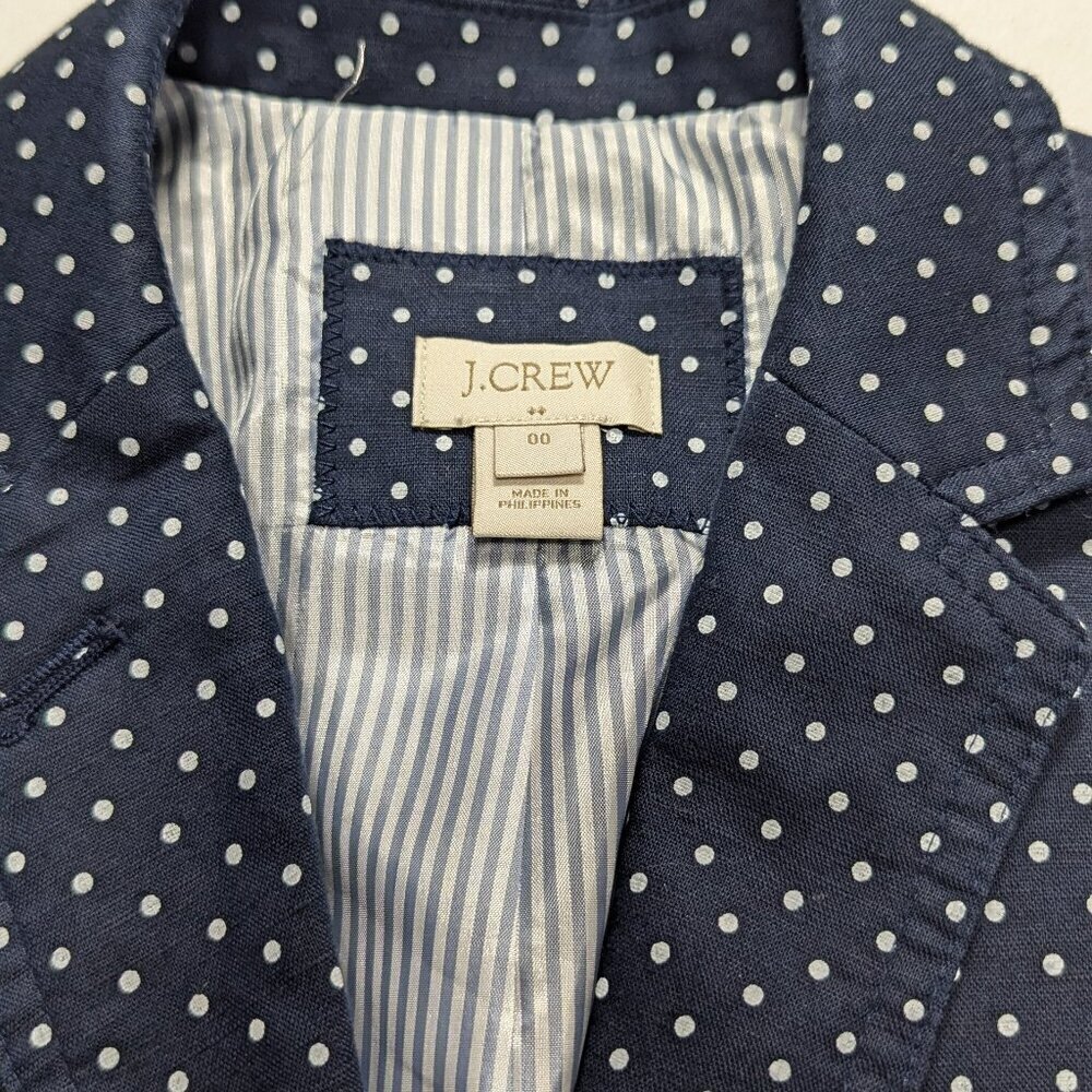 J. Crew  Blazer Polka Dot Navy Blue size 00 - Picture 4 of 14